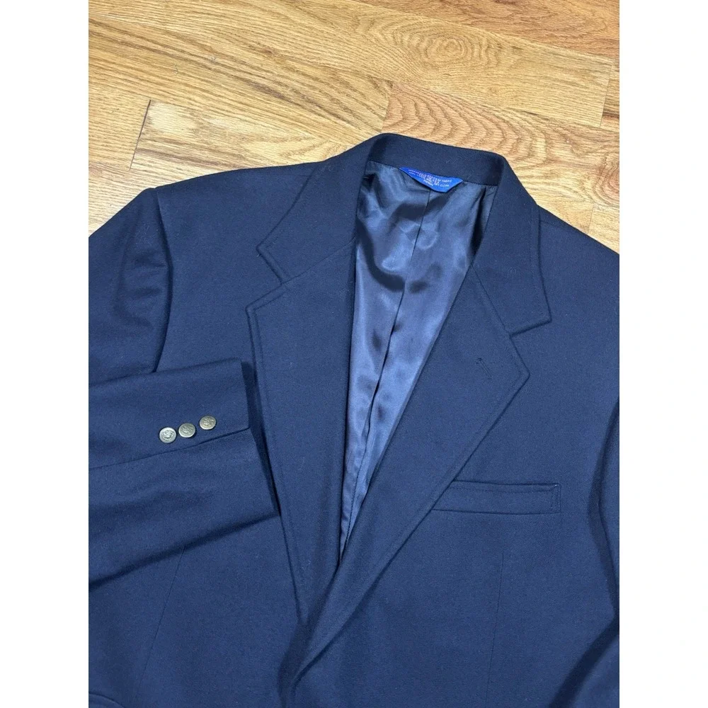 Vintage Pendleton‎ Wool Blazer Sport Coat Men's 46 Long Navy Gold Tone Buttons
